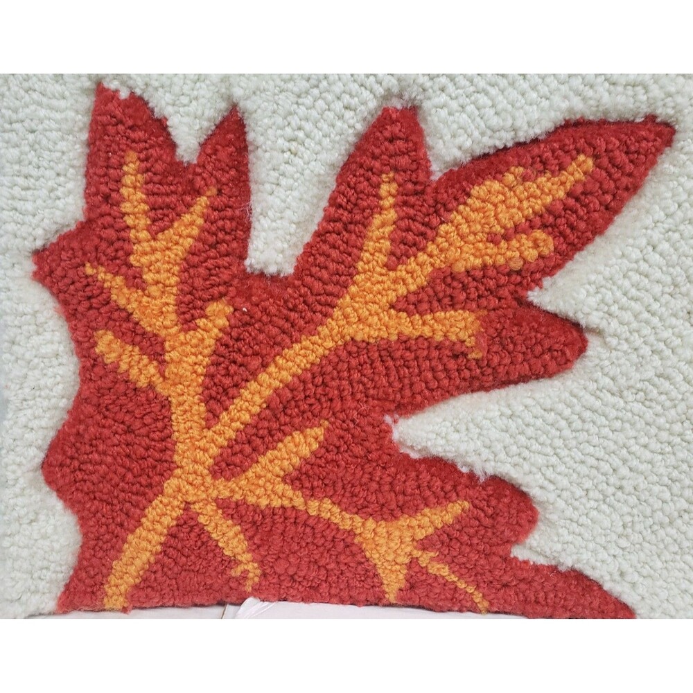 HAND-HOOKED RUNNER RUG (20" x 32") COLORFUL LEAVES - Picture 7 of 12
